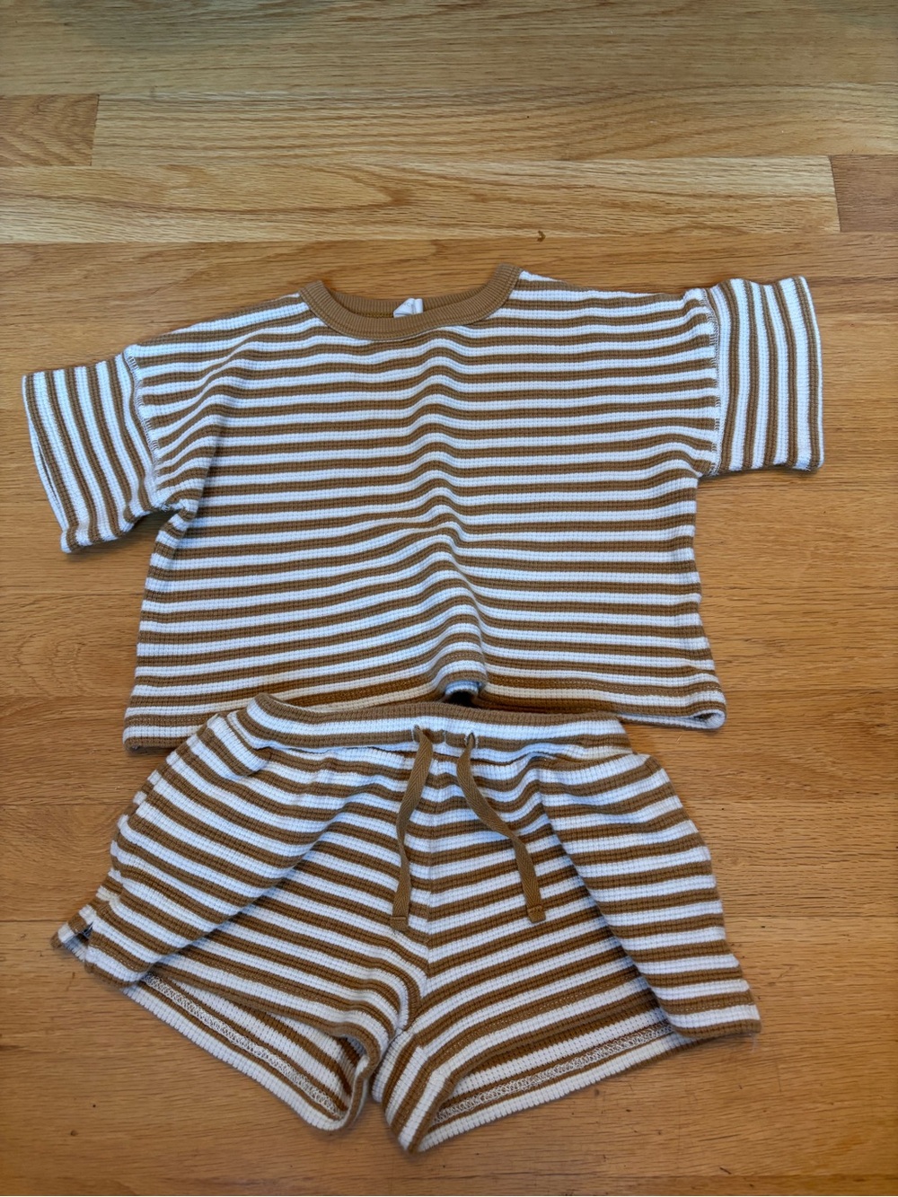 Quincy Mae White and Yellow Striped Knit Matching Set